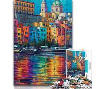 Jigsaw Puzzles for Teenagers Painting of Napoli Italy Waterfront,Help The Brain Exercise Addictive Toys to Cultivate Patience Perfect Decoration 38x26cm