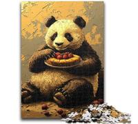 Jigsaw Puzzles for Teenagers Panda Eating Cake Teenager Jigsaw,for Educational Game Challenge Toy Deal As Gifts for The Whole Family (50x75cm)