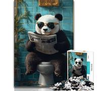 Jigsaw Puzzles for Teenagers Panda Sitting on The Toilet Teenager Jigsaw,is Ideal As Gifts for The Whole Family Suitable for And 14 (size 38x26cm)