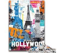 Jigsaw Puzzles for Teenagers Paris Stamp Collage for And from 14 Years And over Hands-on Game Christmas Game Gifts 50x75cm