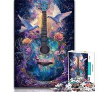 Jigsaw Puzzles for Teenagers Peace Guitar 1000 Piece Puzzle,learning Educational for Is Ideal As A Gift for The Whole Family 75x50cm
