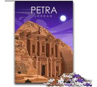 Jigsaw Puzzles for Teenagers Petra Jordan Travel Poster Challenging Game And Family Play for Is Ideal As A Gift for The Whole Family (38x52cm) 1000pcs