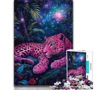 Jigsaw Puzzles for Teenagers Pink Cheetah 1000 Piece Puzzle,Stress Reliever Staycation Kill Time Wishlist with Santa Claus 26x38cm