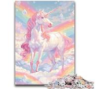 Jigsaw Puzzles for Teenagers Pink Unicorn Puzzles,Challenging Game Gifts for Is Ideal As A Gift for The Whole Family (75x50cm)