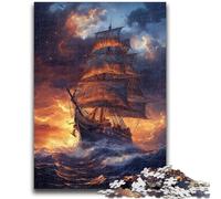 Jigsaw Puzzles for Teenagers Pirate Ship, Challenging Game Toys Wall Decoration Unique Birthday And Xmas Gifts 26X38CM