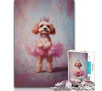 Jigsaw Puzzles for Teenagers Poodle Ballerina 1000 Piece Puzzle,Educational Games Wall Decoration Unique Birthday And Xmas Gifts 75x50cm