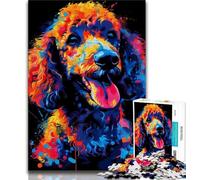 Jigsaw Puzzles for Teenagers Poodle DJ Neon Puzzles for Teenagers,Staycation Kill Time with Fully Interlocking Randomly Shaped Pieces (size 75x50cm)