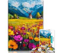Jigsaw Puzzles for Teenagers Poppy Flower Oil Painting Teenager Puzzles,for Educational Game Challenge Toy Deal As Gifts for The Whole Family 26x38cm