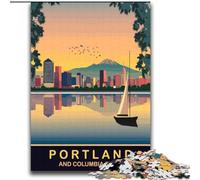 Jigsaw Puzzles for Teenagers Portland City Waterfront, Analysis And Logic with Fully Interlocking Randomly Shaped Pieces for And Age 14 Years Up 75x100cm