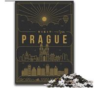 Jigsaw Puzzles for Teenagers Prague Czech Republic, Challenging Difficult with Fully Interlocking Randomly Shaped Pieces 75x100cm