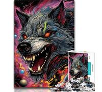 Jigsaw Puzzles for Teenagers Psychedelic Art Wolf 1000 Piece Puzzle,Stress Reliever Staycation Kill Time Wishlist with Santa Claus 26x38cm