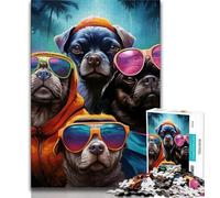 Jigsaw Puzzles for Teenagers Psychedelic Bulldog Puzzles for Teenagers,is Ideal As Gifts for The Whole Family Suitable for And 14 (size 75x50cm)