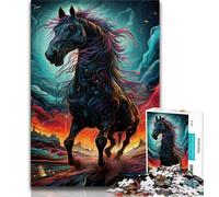 Jigsaw Puzzles for Teenagers Psychedelic Colored Horses Teenager Puzzles,Educational Games Home Decoration Birthday Present, Gifts, Wall Art (size 75x50cm)