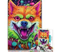 Jigsaw Puzzles for Teenagers Psychedelic Corgi Teenager Jigsaw,Family Activity Fun at Home Activities, Birthday Present,Travel Gifts (size 75x50cm)