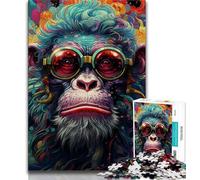 Jigsaw Puzzles for Teenagers Psychedelic Monkey 1000 Piece Puzzle,Stress Reliever Staycation Kill Time Enhance Love between Couples 75x50cm