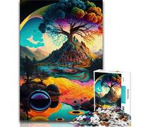 Jigsaw Puzzles for Teenagers Psychedelic Nature Teenager Jigsaw,Family Activity Fun at Home Activities, Birthday Present,Travel Gifts (size 38x26cm)
