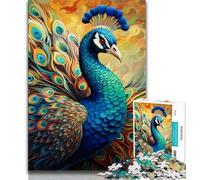 Jigsaw Puzzles for Teenagers Psychedelic Peacock Puzzles for Teenagers,is Ideal As Gifts for The Whole Family Suitable for And 14 (size 75x50cm)