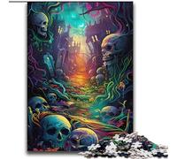 Jigsaw Puzzles for Teenagers Psychedelic Skull Road Challenging Game Gifts for Is Ideal As A Gift for The Whole Family 70x100cm