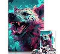 Jigsaw Puzzles for Teenagers Psychedelic The Hyena Puzzles for Adults,Stress Reliever Difficult Challenge Suitable for Desktop Decoration 75x50cm
