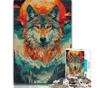 Jigsaw Puzzles for Teenagers Psychedelic Wolf Puzzles for Teenagers,Educational Games Home Decoration Suitable for Desktop Decoration (size 38x26cm)