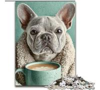 Jigsaw Puzzles for Teenagers Pug Drinking Coffee Family Entertainment Toys Educational Game for Birthday, Chrismas for Ages 14+ (size 26x38cm)