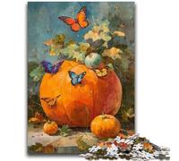 Jigsaw Puzzles for Teenagers Pumpkins And Butterflies Teenager Puzzles,Game Toys Every Piece Is Unique - Challenging Family Fun Game (38x26cm)