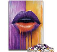 Jigsaw Puzzles for Teenagers Purple Lips 1000 Piece Puzzle,Stress Reliever Difficult Challenge Home Decoration Toys (26x38cm)