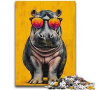 Jigsaw Puzzles for Teenagers Rhino with Glasses Challenging Game Gifts for Is Ideal As A Gift for The Whole Family 50x75cm