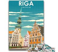 Jigsaw Puzzles for Teenagers Riga Latvia Travel Poster Puzzles,Challenging Game Gifts for Is Ideal As A Gift for The Whole Family (26x38cm)