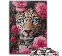 Jigsaw Puzzles for Teenagers Rose Cheetah 1000 Piece Jigsaw,Family Entertainment Toys with Matching Poster And Trivia Sheet (38x26cm)