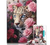 Jigsaw Puzzles for Teenagers Rose Cheetah Teenager Jigsaw,is Ideal As Gifts for The Whole Family Suitable for And 14 (size 75x50cm)