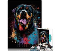 Jigsaw Puzzles for Teenagers Rottweiler Colourful 1000 Pieces for Adults,Family Entertainment Toys with Matching Poster And Trivia Sheet 38x26cm