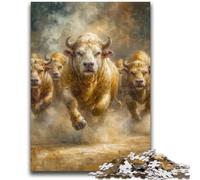 Jigsaw Puzzles for Teenagers Running Bison Challenging Game Gifts for Is Ideal As A Gift for The Whole Family 50x75cm