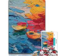 Jigsaw Puzzles for Teenagers Sailboat Oil Painting Teenager Puzzles,for Educational Game Challenge Toy Deal As Gifts for The Whole Family 26x38cm