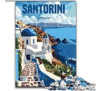 Jigsaw Puzzles for Teenagers Santorini Greece, Family Entertainment Toys Is Ideal As Gifts for The Whole Family for 14+ 26x38cm