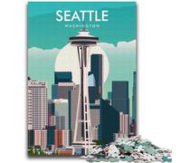Jigsaw Puzzles for Teenagers Seattle Washington Travel Print Suitable for Ages 14 And Up Intellectual Toy Game Educational Game for Birthday And Christmas (size 38x52cm)