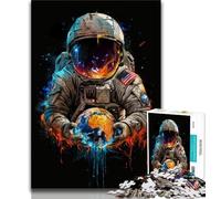 Jigsaw Puzzles for Teenagers Skeleton Astronaut Oil Painting Teenager Jigsaw,is Ideal As Gifts for The Whole Family Suitable for And 14 (size 75x50cm)