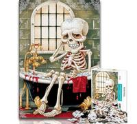 Jigsaw Puzzles for Teenagers Skeleton Taking A Bath Puzzles for Teenagers,is Ideal As Gifts for The Whole Family Suitable for And 14 (size 75x50cm)