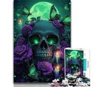 Jigsaw Puzzles for Teenagers Skull And Butterfly Teenager Puzzles,for Educational Game Challenge Toy Deal As Gifts for The Whole Family 26x38cm