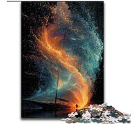Jigsaw Puzzles for Teenagers Small Boat in The Galaxy, Toys Educational Games Stress Relieving Enhance Love between Couples (Size 50x75cm)
