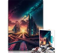Jigsaw Puzzles for Teenagers Smart City Milky Way Puzzles for Teenagers,Staycation Kill Time with Fully Interlocking Randomly Shaped Pieces (size 75x50cm)