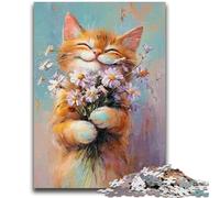 Jigsaw Puzzles for Teenagers Smiling Cat Teenager Jigsaw,Decompressing Intellectual Educational Toy Perfect Decoration (50x75cm)