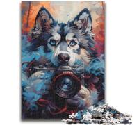 Jigsaw Puzzles for Teenagers Smoke Husky Suitable for Ages 14 And Up Family Games Deal As Gifts for The Whole Family 50x75cm