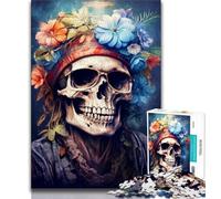 Jigsaw Puzzles for Teenagers Soulful Harmony Skull Puzzles for Teenagers,Family Entertainment Toys with Matching Poster And Trivia Sheet 38x26cm