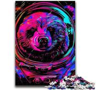 Jigsaw Puzzles for Teenagers Space Astronaut Bear Neon 1000 Piece Puzzle,Challenging Family Activity Games DIY Toy for Home Wall Decor Gifts (50x75cm)