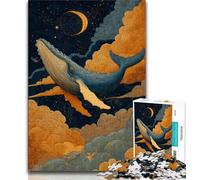 Jigsaw Puzzles for Teenagers Spiritual Whale 1000 Piece Puzzle,learning Educational for Is Ideal As A Gift for The Whole Family 75x50cm
