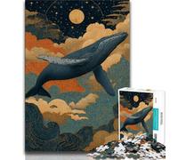 Jigsaw Puzzles for Teenagers Spiritual Whale,Help The Brain Exercise Addictive Toys to Cultivate Patience Perfect Decoration (38x26cm)
