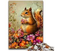 Jigsaw Puzzles for Teenagers Squirrel Flowers Challenging Game Gifts for Is Ideal As A Gift for The Whole Family 26x38cm