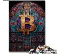 Jigsaw Puzzles for Teenagers Stained Glass Bitcoin, Analysis And Logic with Fully Interlocking Randomly Shaped Pieces for And Age 14 Years Up (Size 50x75cm)