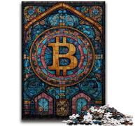 Jigsaw Puzzles for Teenagers Stained Glass Bitcoin for And from 14 Years And over Hands-on Game Christmas Game Gifts 26x38cm